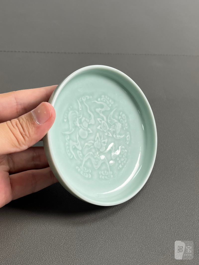 清晚期  粉青釉模印福禄镗锣洗 - 图6